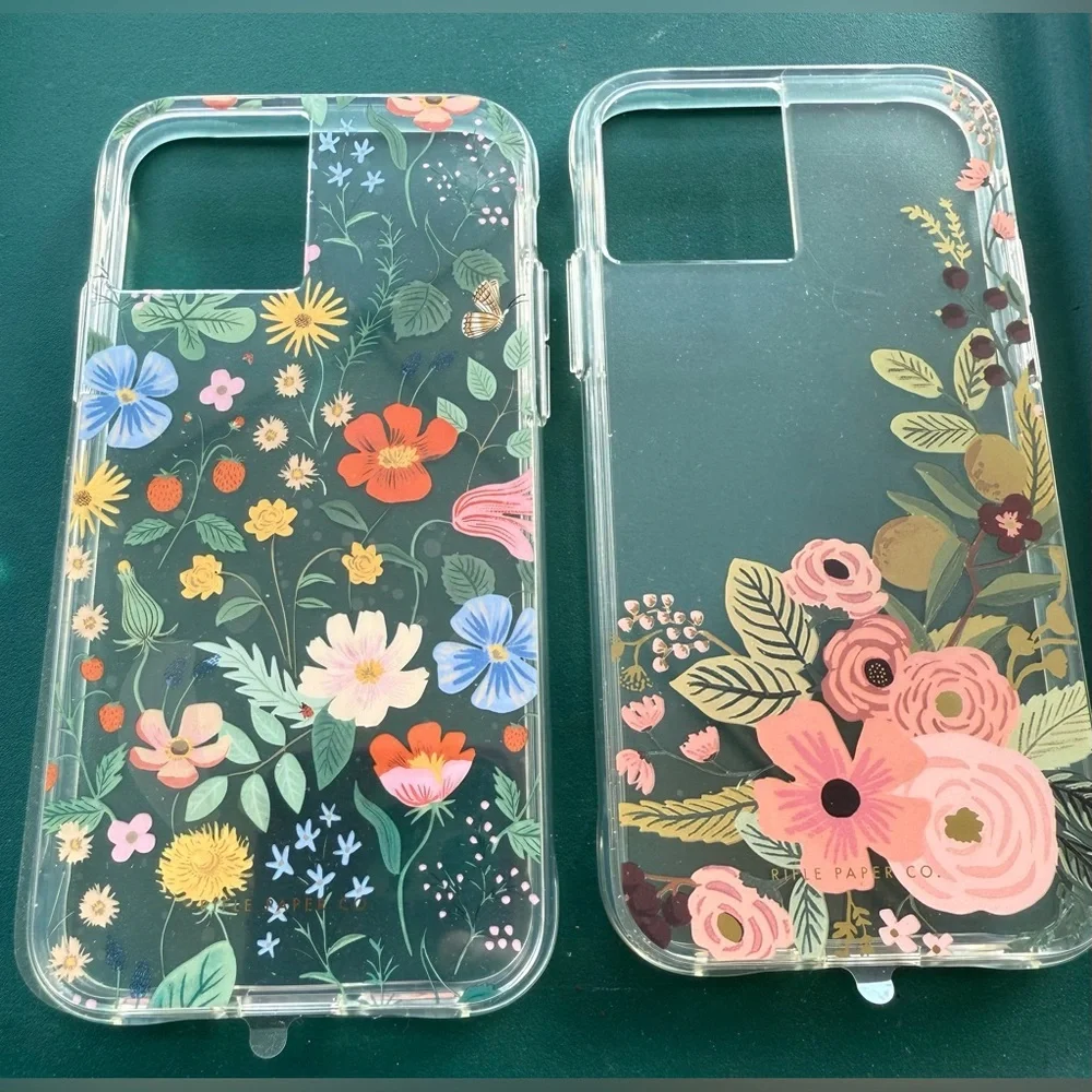 NWOT Bandolier Black Leather and Rifle Paper Co Clear/Floral Phone Case Set - Picture 4 of 5